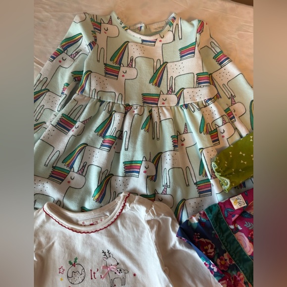 NEXT Unicorn Dress + Wildflowers Dress + Christmas Tee | 18–24M | Excellent - Picture 2 of 4